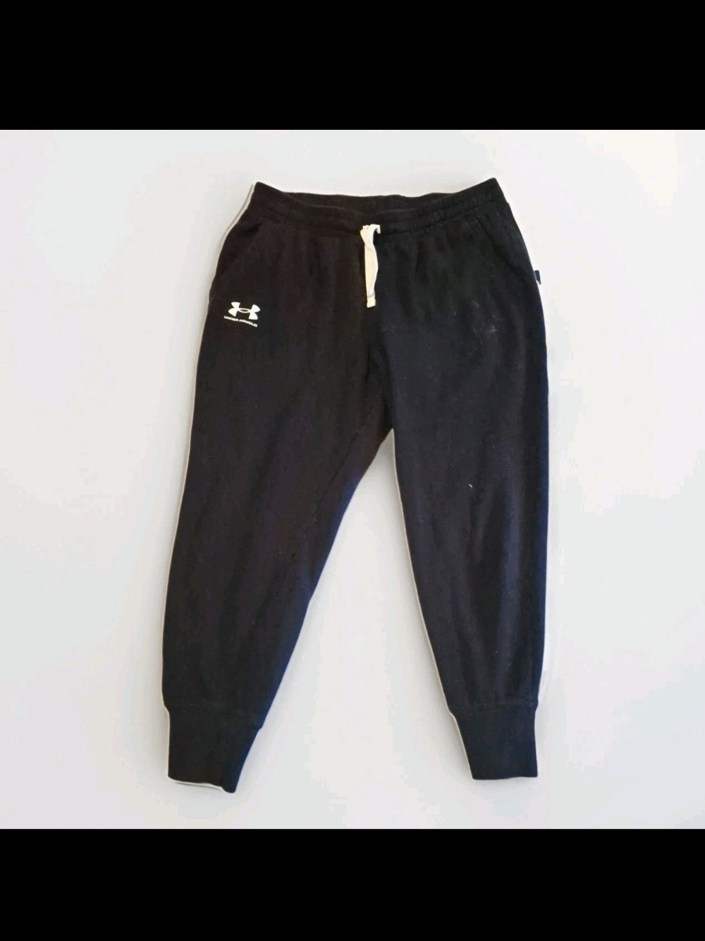 Under Armour Kids Black Jogger Sweatpants with White Drawstring